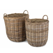 Cordura Lined Tall Round Fireside Rattan Log Basket-0