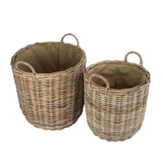 Cordura Lined Tall Round Fireside Rattan Log Basket-1
