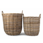 Cordura Lined Tall Round Fireside Rattan Log Basket-2