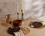 Round Ceramic Brown Round Starter Plate-2