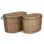 Oval Rope Handled Wicker Log Basket-0
