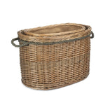 Oval Rope Handled Wicker Log Basket-1
