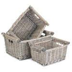Grey Wash Wooden Handled Wicker Storage Basket-5