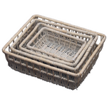 Set of 4 Provence Wicker Shallow Storage Baskets-0