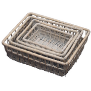 Set of 4 Provence Wicker Shallow Storage Baskets-0