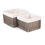 Square Antique Wash Wicker Lined Storage Basket-0