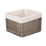 Square Antique Wash Wicker Lined Storage Basket-1