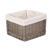 Square Antique Wash Wicker Lined Storage Basket-1