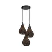 3 Head Vase Shape Rattan Wicker Ceiling Pendant Light Shade Hanging Light Antique Decor Lampshade ~3592-5