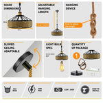Industrial Hemp Rope Pendant Ceiling Light with FREE BULB~5082-3