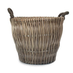 Small Round Grey Wicker Log Basket-2