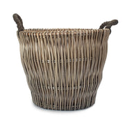 Small Round Grey Wicker Log Basket-2