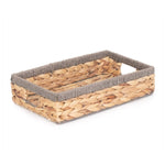 Grey Rope Border Rectangular Water Hyacinth Tray-4