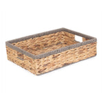 Grey Rope Border Rectangular Water Hyacinth Tray-2