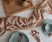 Brooklyn Washed Linen Salmon Tablecloth-0