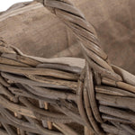 Wheeled Hessian Lined Rattan Log Basket-3