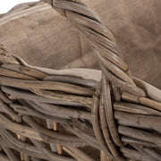 Wheeled Hessian Lined Rattan Log Basket-3