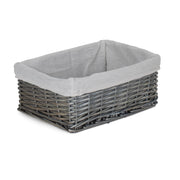 Antique Wash Wicker Storage Basket with Lining-0
