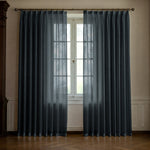 Dark Bluish Grey Linen Sheer Curtains - Triple Pinch Pleat - Made to Measure-1