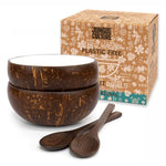 White Lacquer Coconut Bowls & Spoons Set-0