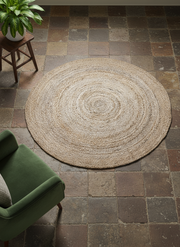 Braided Natural Round Jute Rug  - 94 x 94 cm-1