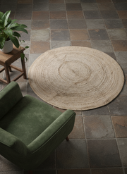 Braided Natural Jute Rug - 107 x 107 cm-1