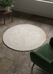 Braided Natural Round Jute Rug - 113 x 113 cm-1