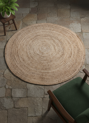 Braided Natural Round Jute Rug - 122 x 122 cm-1