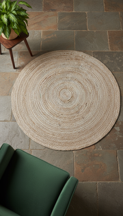 Braided Natural Jute Rug - 137 x 137 cm-1