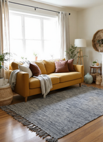 Flatweave Overdyed Jute & Leather Rug - 216 × 125 cm-1