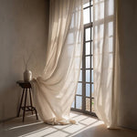 Light Filtering Natural Linen Curtains |  Semi Sheer Privacy | Single Panel or Pair |  Undyed Organic Linen | GOTS Certified Flax Linen | Rustic Home-1