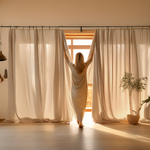 Light Filtering Natural Linen Curtains |  Semi Sheer Privacy | Single Panel or Pair |  Undyed Organic Linen | GOTS Certified Flax Linen | Rustic Home-3