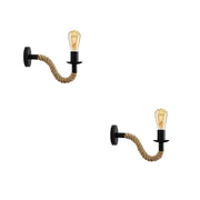Bedside Wall Lights Vintage Hemp Rope Wall Lamp ~4550-5