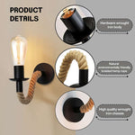 Bedside Wall Lights Vintage Hemp Rope Wall Lamp ~4550-2