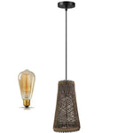 Easy Fit Woven Natural Rattan Pendant Ceiling Light ~6090-2