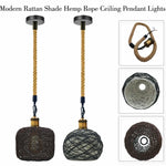 Rattan Ceiling Light lamp Hanging Hemp Rope Pendant Lamp Shade~1333-0