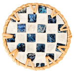 Handmade Natural Rattan & Mother of Pearl Coaster Set (6 Piece + Holder) • Drift-2